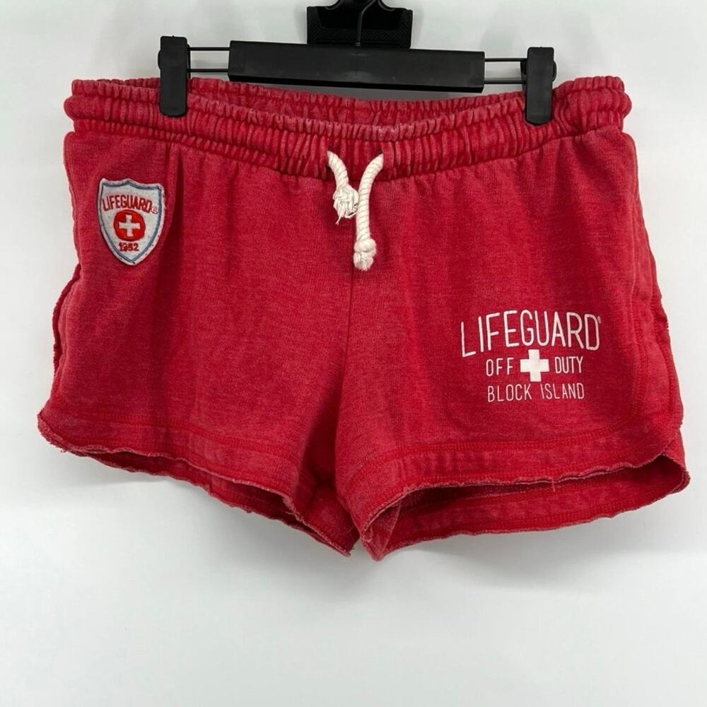 Women's Lifeguard Shorts Off Duty Block Island Size XL Red Nautical Rhode Island